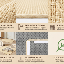 100% Premium Sisal Cat Scratching Mat Stops Furniture Damage!