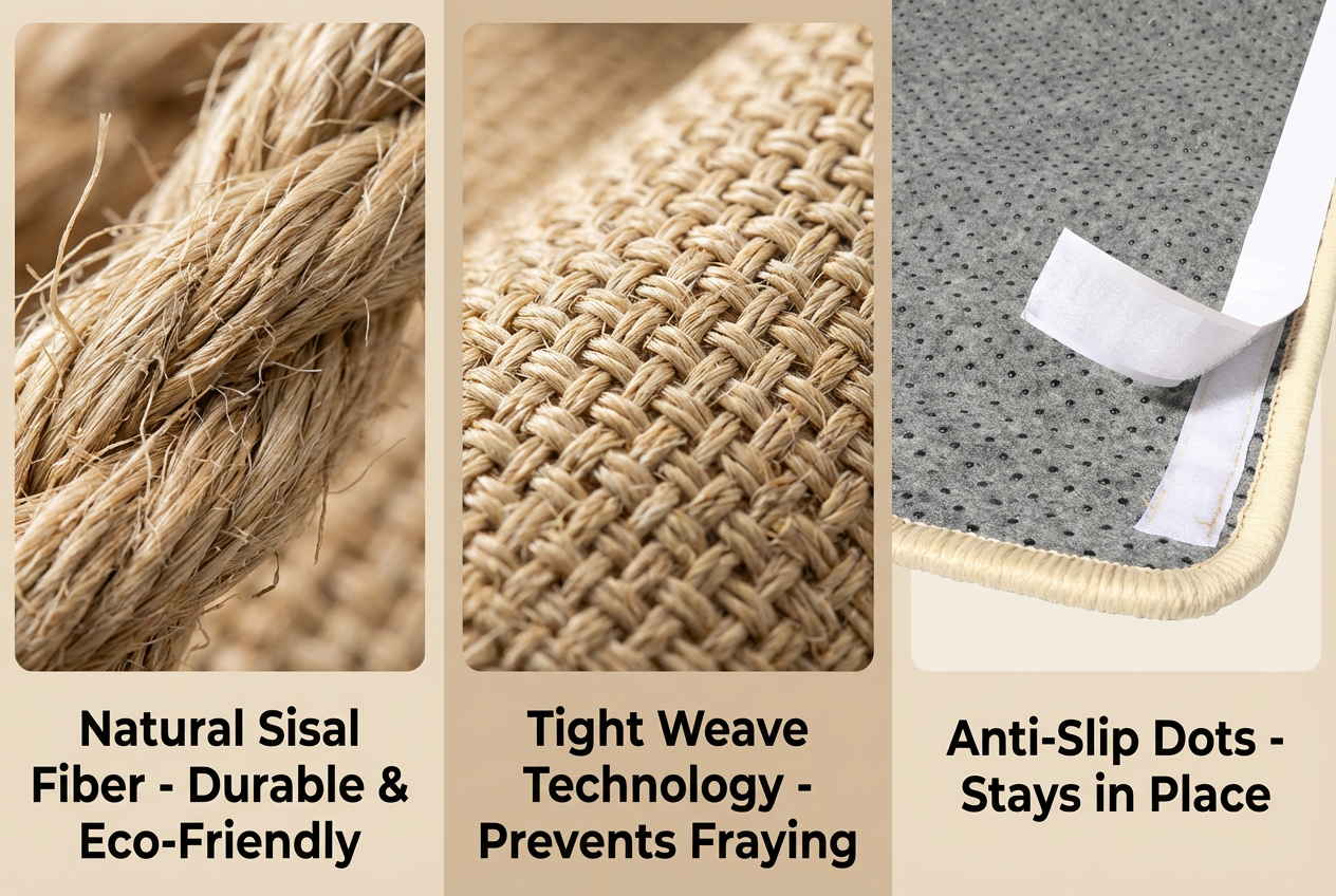 100% Premium Sisal Cat Scratching Mat Stops Furniture Damage!